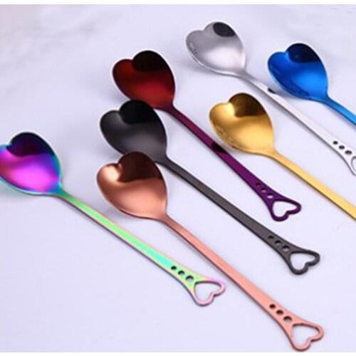 304 Stainless Steel Love Shape Teaspoon Household Durable Breakfast Coffee Milk Tea Juice Office Spoon