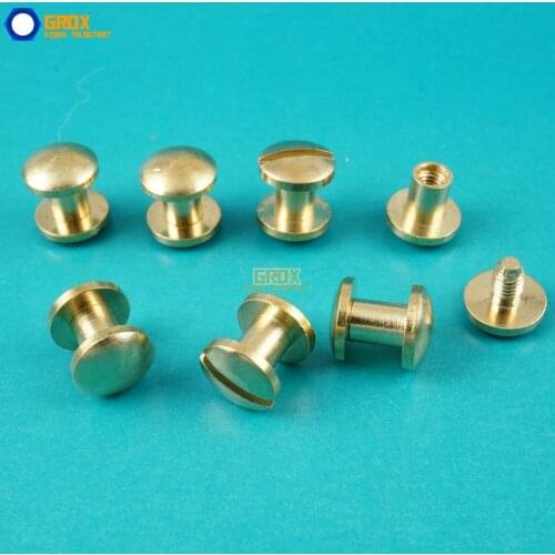 50 Set 8*5mm Solid Brass Rivet Chicago Screw for Leather Craft Belt Wallet / Cambered