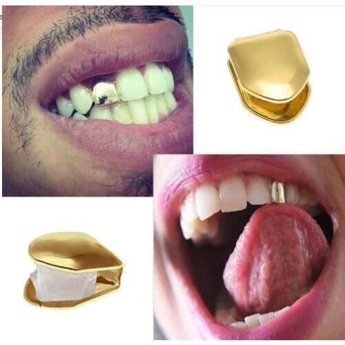 50pcs/lot Single Tooth Bling Grillz 4 colors MIXORDER Teeth Grillz Punk Teeth Caps Cosplay Party Tooth Rapper Halloween Jewelry