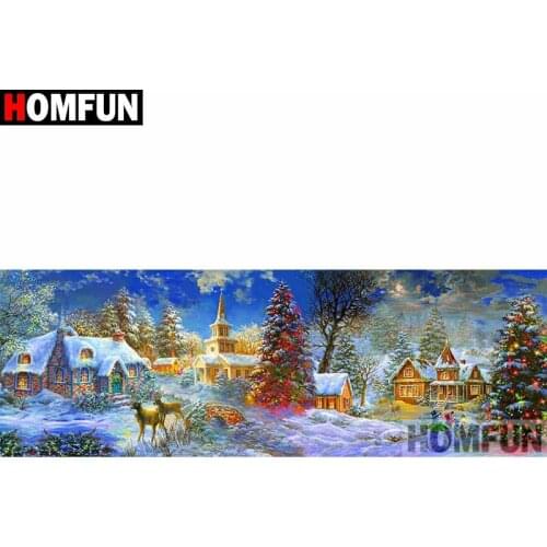 HOMFUN Full Square/Round Drill 5D DIY Diamond Painting "Christmas landscape" Embroidery Cross Stitch 5D Home Decor Gift A30267