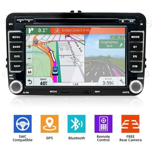 Hot Sale 2 DIN Car DVD for VW JETTA GOLF MK5 MK6 GTI PASSAT B6 POLO SKODA Fabia GPS Navigation Radio USB/SD PC country map