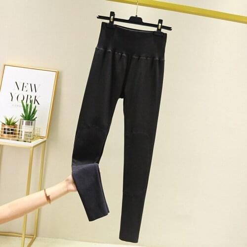 Seamless Warm Pants Autumn Female Plus Size Thick Elastic Double-sided Fleece Black Thermal Underwear Bottoms Sexy Women Intim