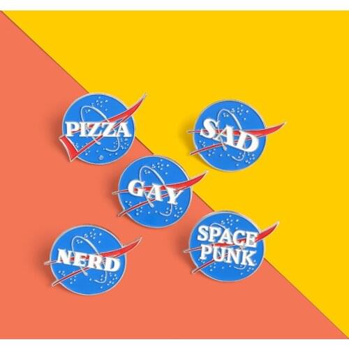 Custom Punk Blue Nerd Enamel Pin Starry Fantasy Spaceship Pin Brooches Badge Denim Shirt Lapel Pins Bag Jewelry Gift For Friends