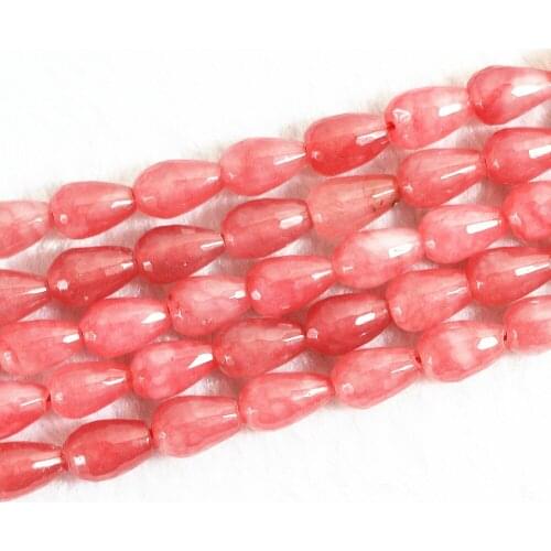 Pink Crystal 8x12mm Water Drop Faceted Shape Lovely Diy Jewelry Free Shipping Loose Beads 15" B361