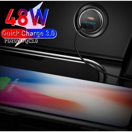 Fast Charger Mini USB Car Charger For Mobile Phone Tablet GPS Car-Charger Dual USB Car Phone Charger Adapter in CarPD20w+QC3.0(2