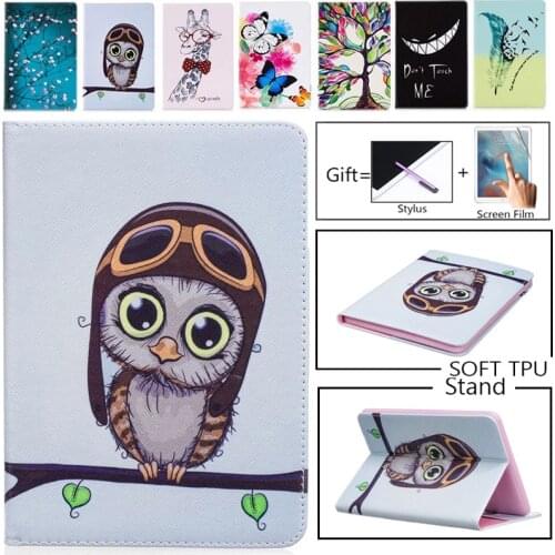 Case For Samsung Galaxy Tab 4 7.0 SM T230 T231 T235 Cartoon Lovely Owl Bear Patterns Tablet Case Cover Stand shell coque para