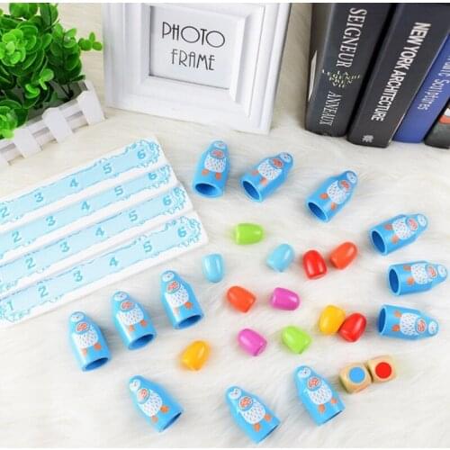 Childrens educational early education wooden multi-person family interactive manual brain penguin memory game toy