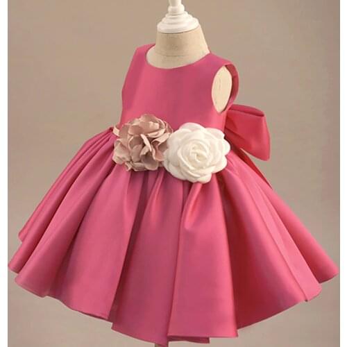 Flower Lace Baby Girl Dress 1 Year Birthday Gown Bow Tulle Party Baptism Dress Toddlers Infant Girl Christening Clothes