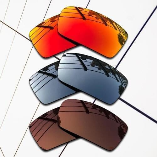 E.O.S 3 Pairs Brown & Fire Red & Black Chrome Polarized Replacement Lenses for Oakley Crankshaft OO9239 Sunglasses