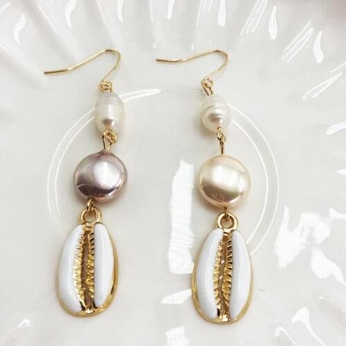 KBJW 2019 New Arrival Fashion Elegant Earring Jewelry Freshwater Pearl Semi-Baroque Pearl Drop Earrings Statement Earrings