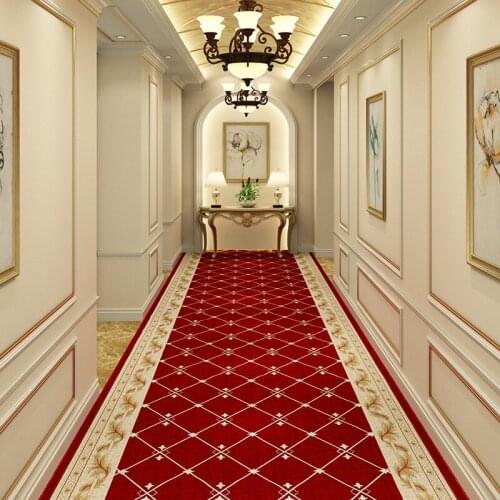 Europe Red Long Hallway Carpet for Wedding Partly Non-slip Kitchen Mat Hotel Home Aisle/Corridor Rug Stair Carpet Bedroom Mat
