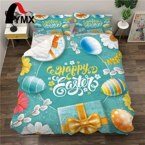 FYMX Happy Easter Duvet Cover Sets Fresh Style Bedroom Set Home Textiles with Pillowcase For Family Gifts