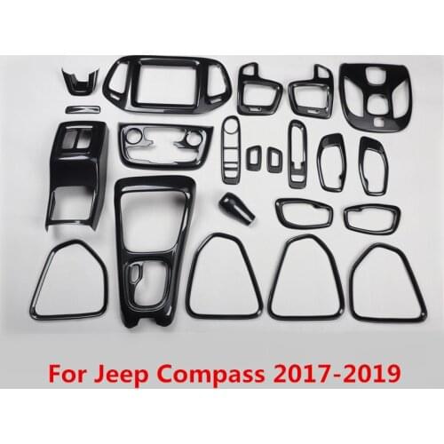 Carbon Fiber Printed Car Handle Door Speaker Moulding Trim Center Control Window Control Cover for Jeep Compass 2017 2018 2019