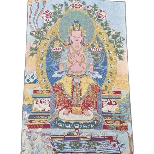 China old Tibet silk Thangka like hanging painting fengshui Tara Buddha portrait
