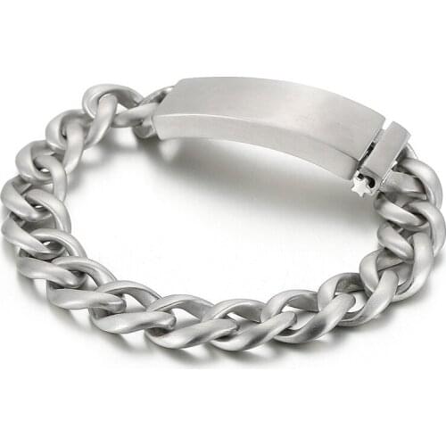 HAOLYNJOY 13mm Wide Nordic Mens Simple Twisted Chain Tag Stainless Steel Charm Bracelet Accessories