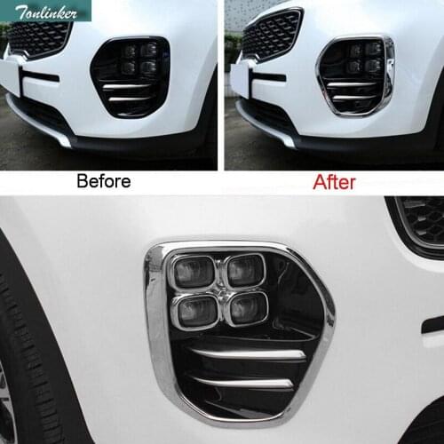 Tonlinker 2 pcs car styling ABS Chrome the front and rear fog Light sticker Cover case Stickers For Kia Sportage 2016 2017 KX5