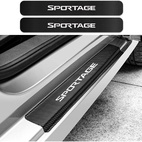 4PCS Car Door Sill Stickers For Kia Sportage 3 4 QL Scuff Plate Scratch Protector Auto Carbon Fiber Decal Car Tuning Accessories