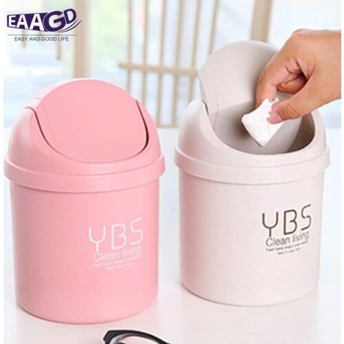 Desktop Mini Plastic Trash Can Countertop Small Trash Can Swing Top Trash Bin Green