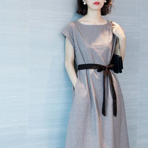 Summer New Loose Mid-Length Dress Female Round Neck Temperament Goddess Fan Xian Thin Long Skirt