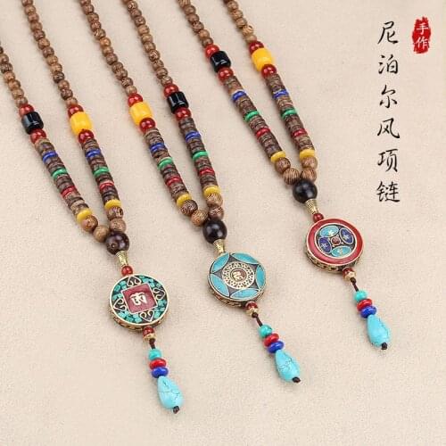 Manufacturers Nature stones ethnic Nepal jewelry Chians Buddha bead copper necklace accessories women wholesale