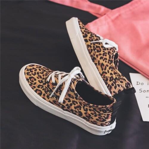 QWEDF Women Shoes New Fashion Luxury Designer Sneakers Summer Canvas Shoes Leopard Lace Up Flats Loafers Vulcanized Shoes BH-01