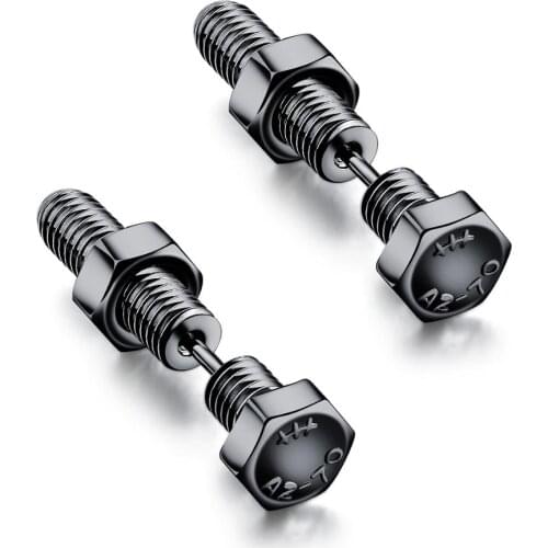 Punk Hexagonal screw Stainless Steel Stud Earrings For Men Women Black/steel Color Charm ear Jewelry Gift Dropshipping