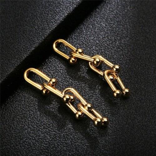 QM New 2021 Fashion Ins Minimalist Chain Drop Dangle Earring for Women 18K Gold Silver Plated Ear Wedding Jewelry Party Gift