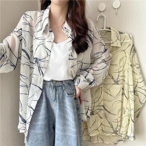 French top shirt outer personalized coat womens summer thin 2021 new loose and fresh long sleeve sunscreen shirt