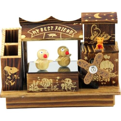 Vintage Wooden Music Box Bird Dancing Kids Interesting Toys Decoration