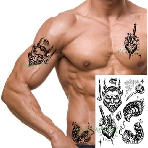 Waterproof Temporary Tattoo Sticker prajna knife in heart eagle head pipe fake tatto flash arm tatoo body art for women men