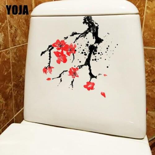 YOJA 23.2*24.6CM Hand-Painted Plum Classic Toilet Seat Stickers Home Room Wall Decoration T1-0410