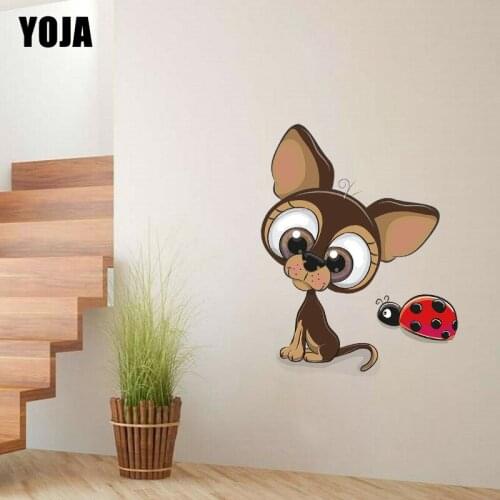 YOJA 45×55.2CM Big-Eyed Dog Ladybug Kids Bedroom Decor Funny Cartoon Home Room Wall Stickers 8WS0411