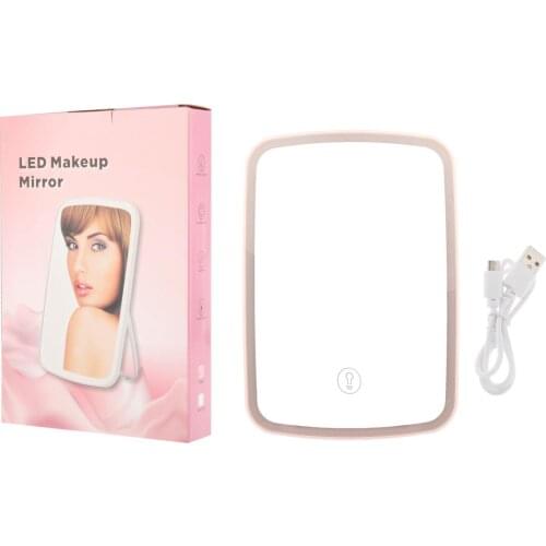 USB Charging Makeup Mirror Portable Blacklight Mini LED Adjustable Angle Touch Control for Fill light Travel Use Mirror