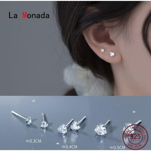 La Monada Silver 925 Earrings Heart Minimalist 925 Sterling Silver Earrings Stud Women 925 Silver Jewelry Woman Earrings Stud