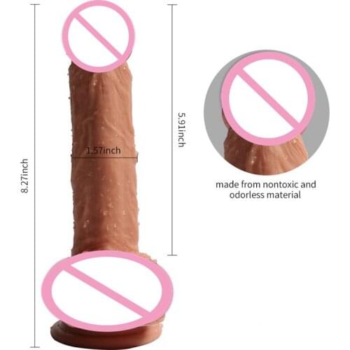 Liquid Silicone Real Feeling Faked Penis 8 Inch Long Artificial Didlos Vagina Massage Bullet Balls Female Masturbation Cock Toys