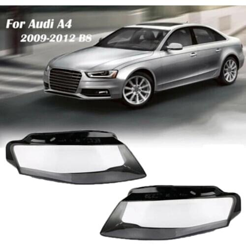 1Pair Car Front Headlight Cover Headlight Lens Shell Replacement for A4 B8 2008-2012