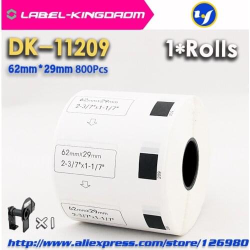 1 Refill Rolls Compatible DK-11209 Label 62mm*29mm 800Pcs Compatible for Brother Label Printer White Paper DK11209 DK-1209