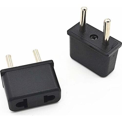 10pcs/lot US To EU Euro Europe Plug Power Adapter black Travel Power Plug Adapter Converter Wall Charger Electrical Socket