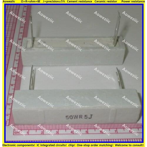 2Pcs 50WR5J 50W 0.5 ohm +/- 5% Horizontal cement resistor 50W0.5ΩJ Cement resistance 50W0.5R 50W0.5OHM Ceramic resistor plug-in