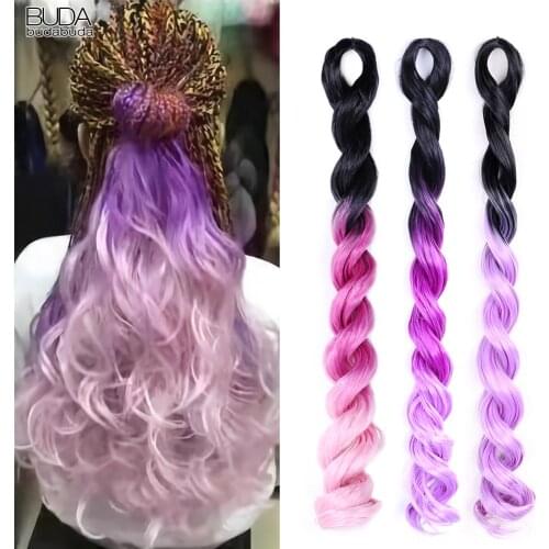 24Inch Long Synthetic Sea Body Wave Braiding Hair Extensions For White Women Ombre Colorful Pink Blue Purple Crochet Braids Hair