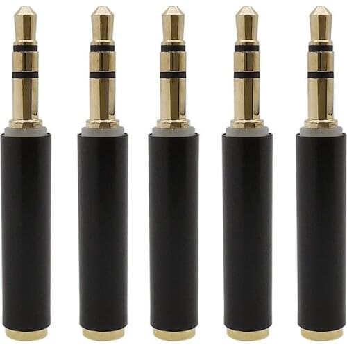 5Pcs 3.5mm TRS Male to TRRS Female Audio Stereo Adapter Gold Plated 3.5mm 3 pole Male to 3.5mm 4 pole Female Connectors 2channel