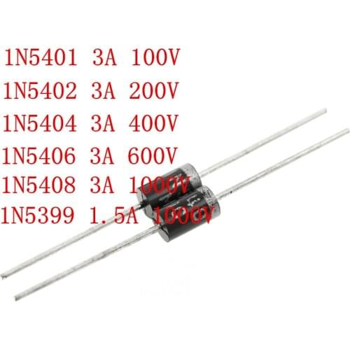 Free Shipping250PCS/500PCS Rectifier Diode 1N5402 1N5404 1N5401 1N5406 1N5408 1N5399 3A 100V-1000V 1.5A 1000V IN5401 DO-27 NEW