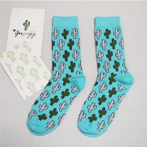 Free shipping new perfect quality cactus men and women socks cute fashion street skateboard stockings happy socks Herensokken