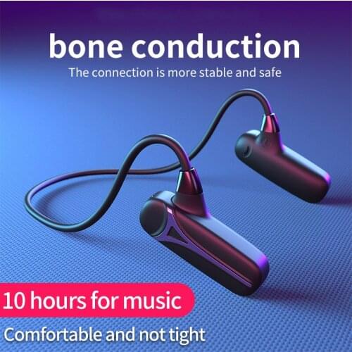 LUSHUO Wireless Headphones Bone Conduction Bluetooth V5.0 Noise Cancel Sport Waterproof with Microphone Earbuds