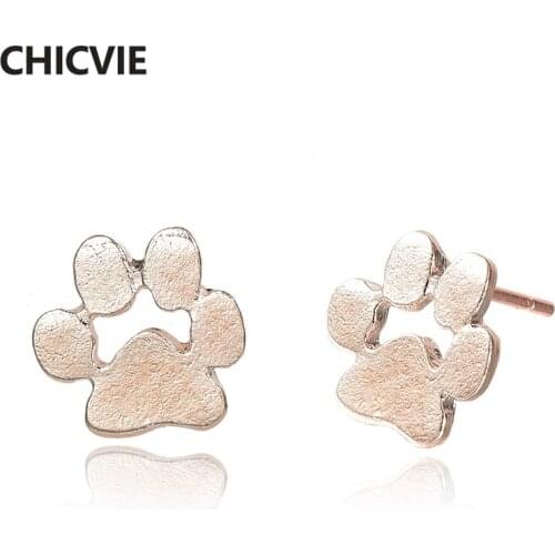 CHICVIE Custom High Quality Fashion Cute Solid Paw Stud Earrings For Women Animal Cat & Dog Paw Stud Earrings Femme SER180017
