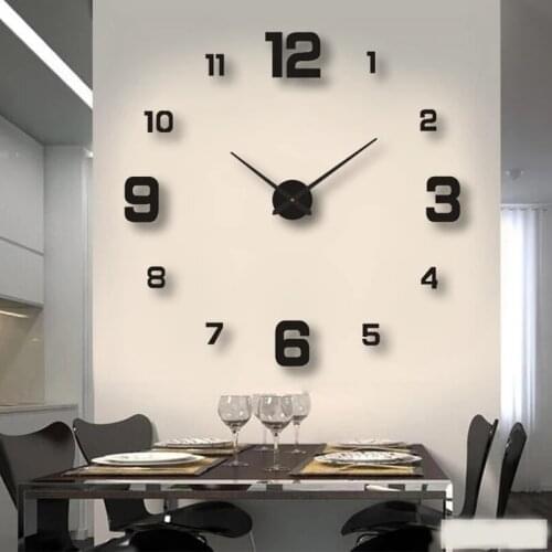 3D Digital Wall Clock Mirror Sticker Family Room Modern Office Art Deco Design Living Room Kitchen Wall Clock Home Decoration