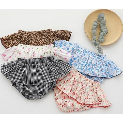 Floral Baby Girls Shorts Summer Newborn Baby Fold bloomers Girls Flower Shorts toddler Ruffled Trousers PP Pants Clothes