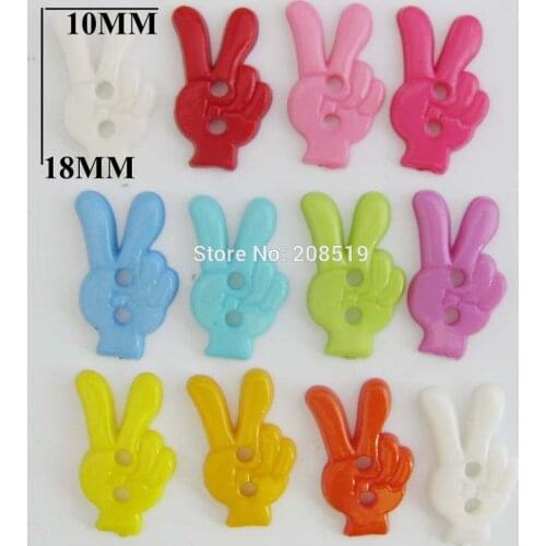 NBNOGL 18MM*10MM Yeah Hand Palm children buttons mix colors 240pcs two holes sewing accessories