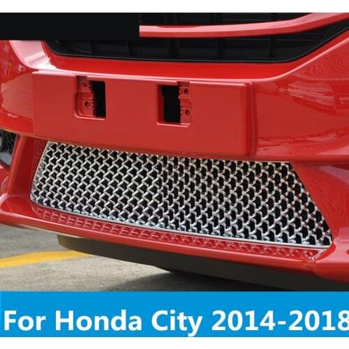 For Honda City 2014-2018 Bumper Air-inlet Grille Trims Front Grille Strip Center Racing Cover Exterior decoration Accessories