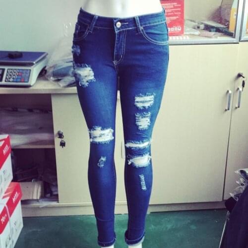 Jeans Summer Jeans Pants Fashion Casual Women Waist 2020 Boyfriend High Cotton Pencil Ripped Pocket Blue Style fall Denim